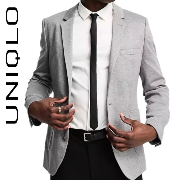 Uniqlo Heather Gray Blazer Men’s Size Medium Suit Jacket - Picture 1 of 16